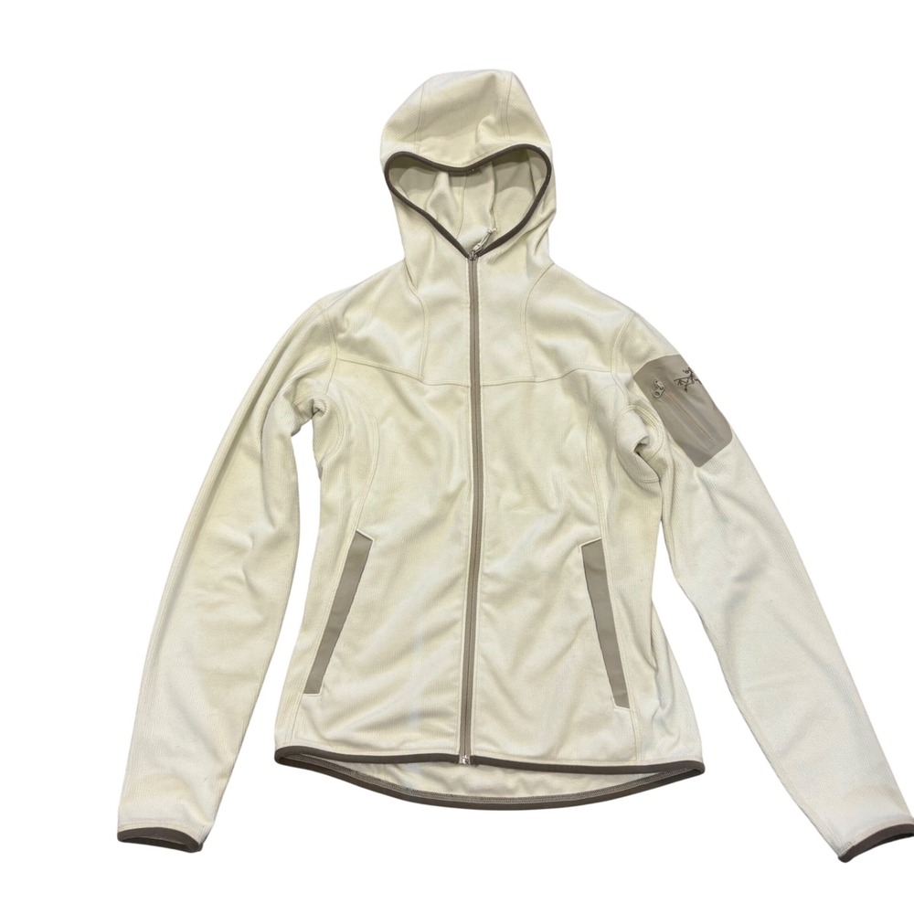 Arc'teryx Women's M Full Zip Hooded Jacket Cream Technical Fleece Gorpcore